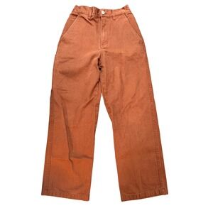 Obey Womens Rust Brown Carpenter Pants Wide Leg High Waist Utility Size 24‎
